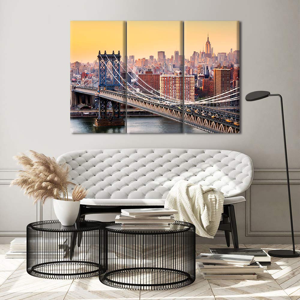 Amazon.co.jp: シティービュー リビングルーム ブルックリン橋 絵画